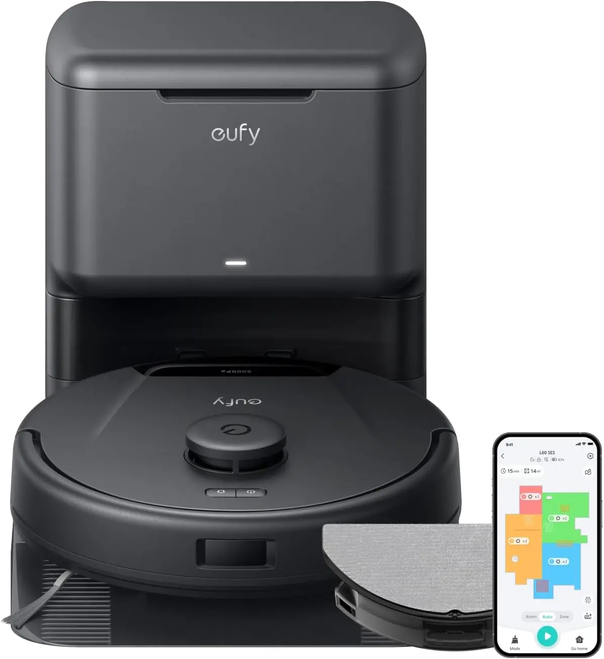 eufy L60 Hybrid Robot Vacuum with Self Empty Station, Hair Detangling Technology, Up to 60 Days of Hands Free Cleaning