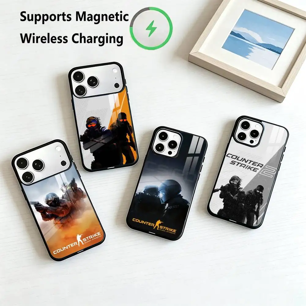Game CS2 Counter S-Strike2 Phone Case For iPhone17,16,15,14,13,12,11 Plus,Pro Supports Magnetic Wireless Charging Gift