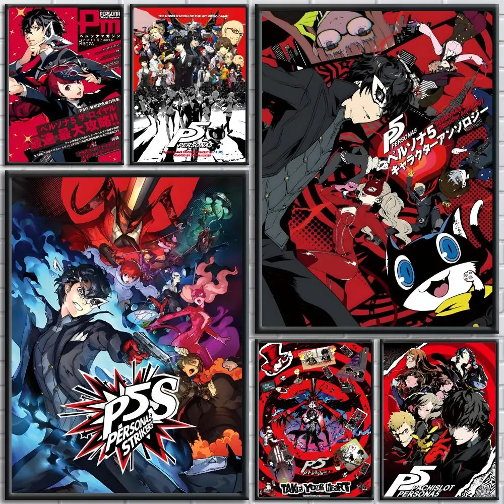 Game P-Persona 5 Poster Removable Wall Sticker Mural for Living Room – Art Poster Home Decoration Decal