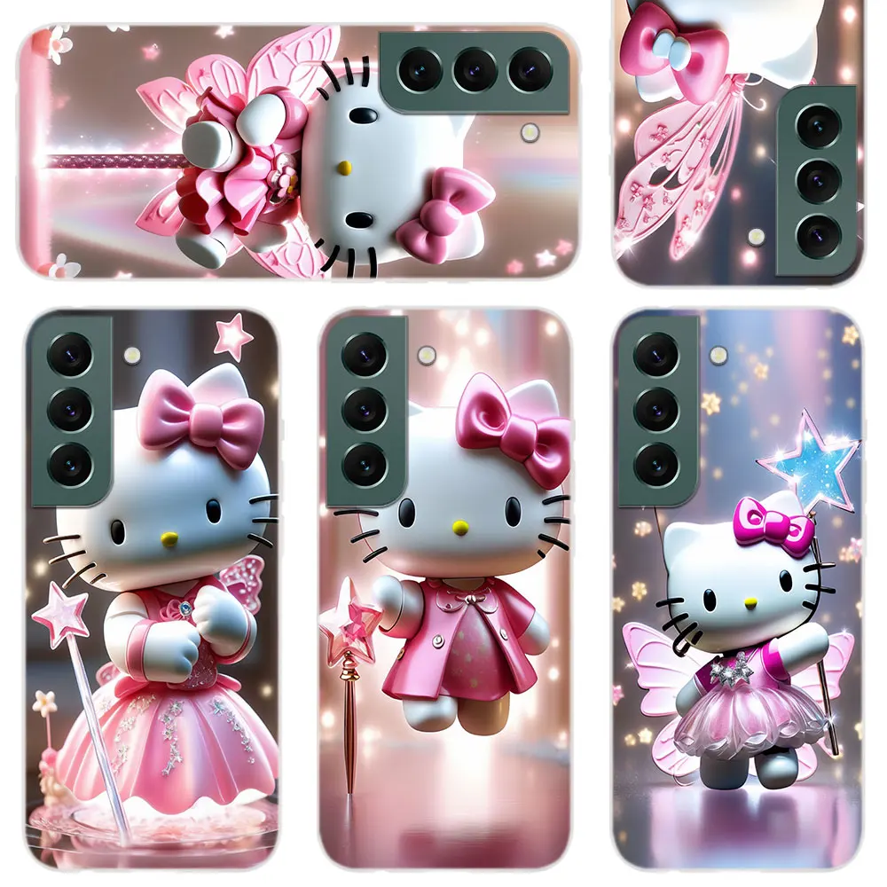 Soft Silicone Phone Case For Apple iPhone 15 14 13 12 11 Pro X XS Max XR Plus Mini Cover Hello Kitty, holding a fairy wand