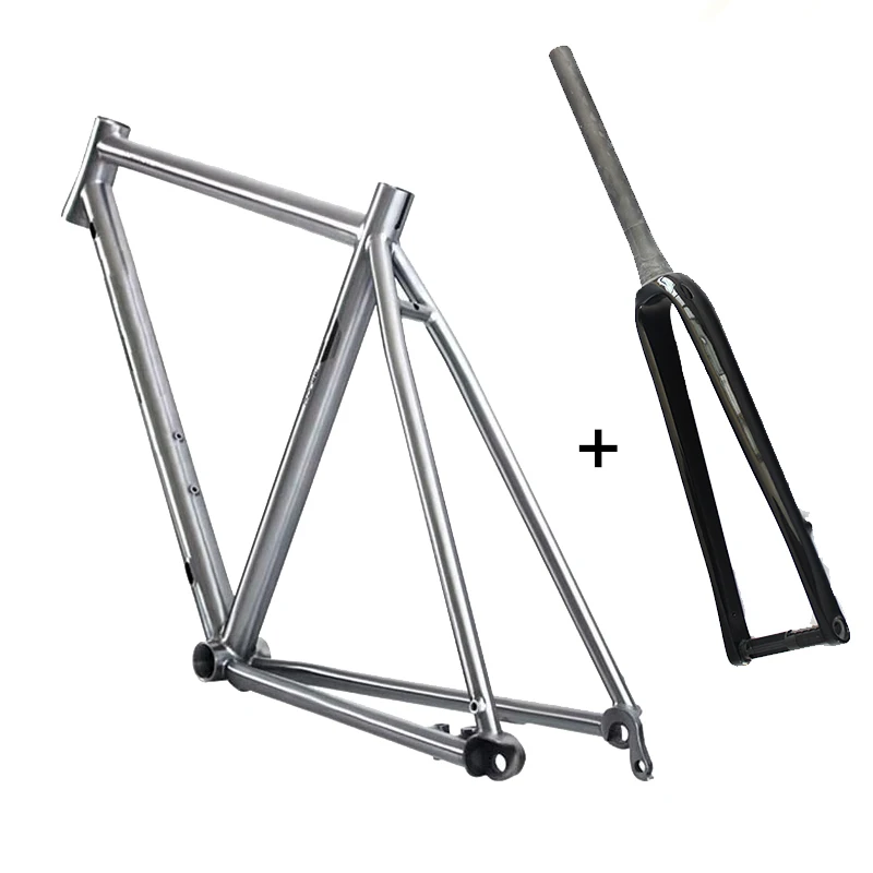 

Titanium Alloy Bike Frame Gravel Road Bicycle Frame Set with Carbon Fork, Thru Axle, Handlebar