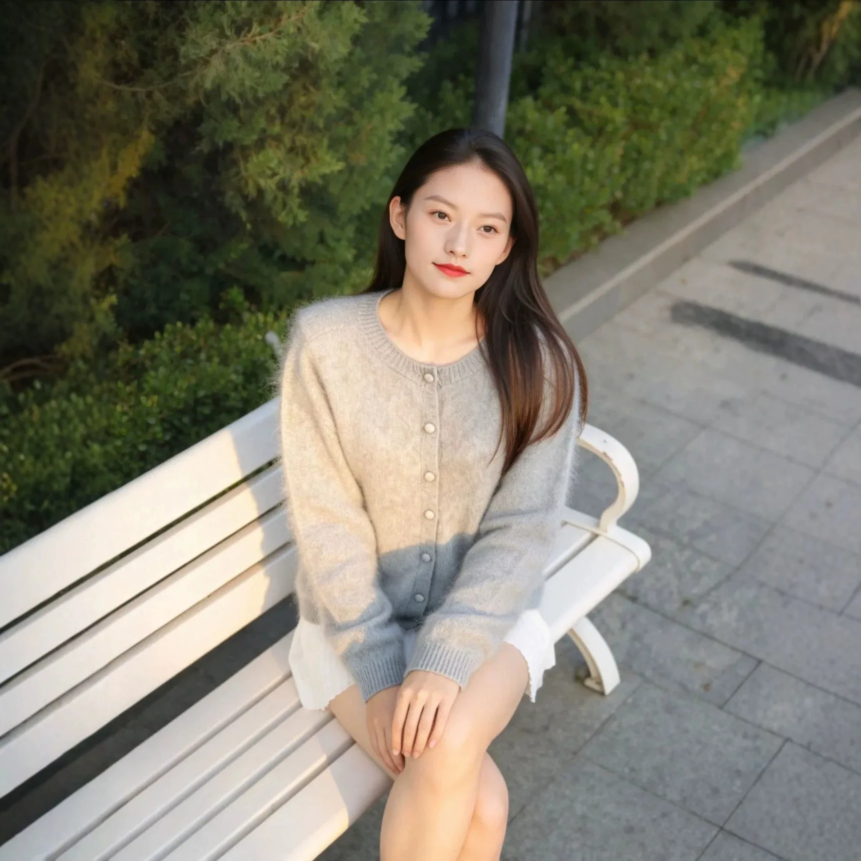 Autumn new wool cashmere brushed round neck versatile sweater cardigan jacket women's base women's clothing