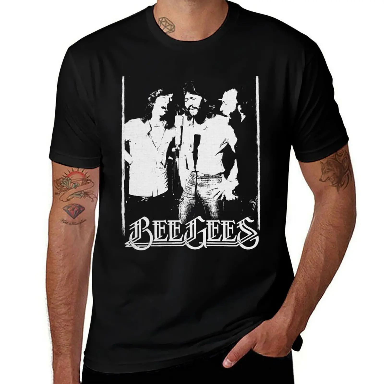 

Bee Gees Band Live Distressed Artistic Retro Tshirt T-Shirt customs cute tops mens plain t shirts