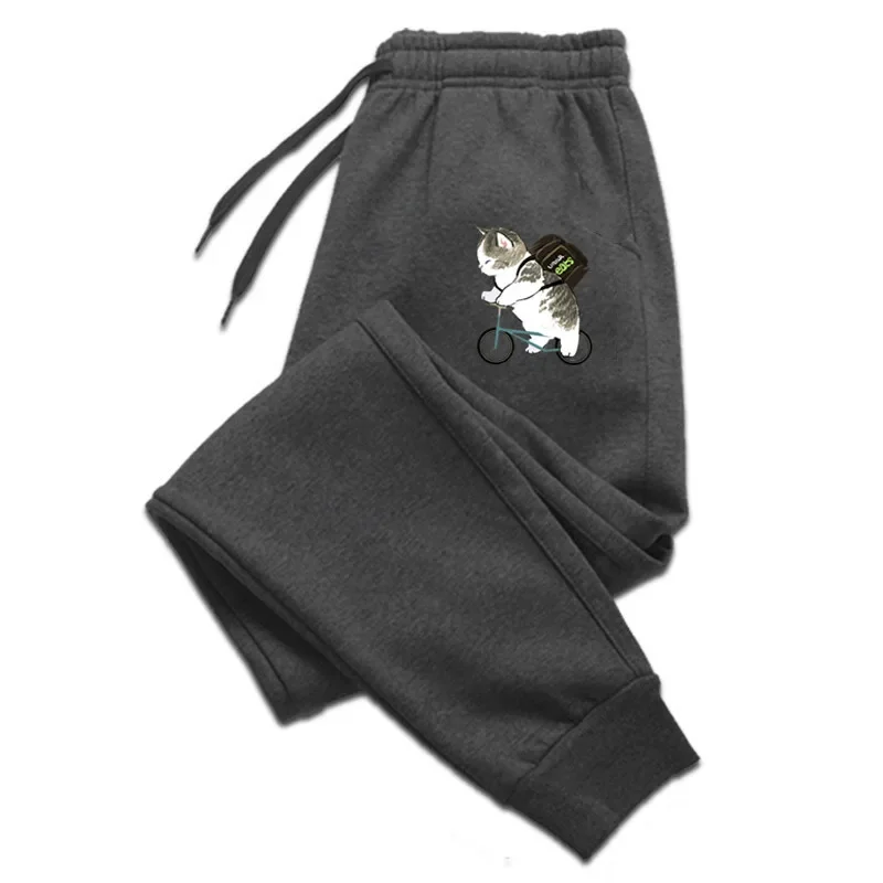 2025年秋冬学年向け漫画プリント可愛い猫スタイルおしゃれ、スタイリッシュ、クラシック、シンプル、カジュアル、スポーティパンツ