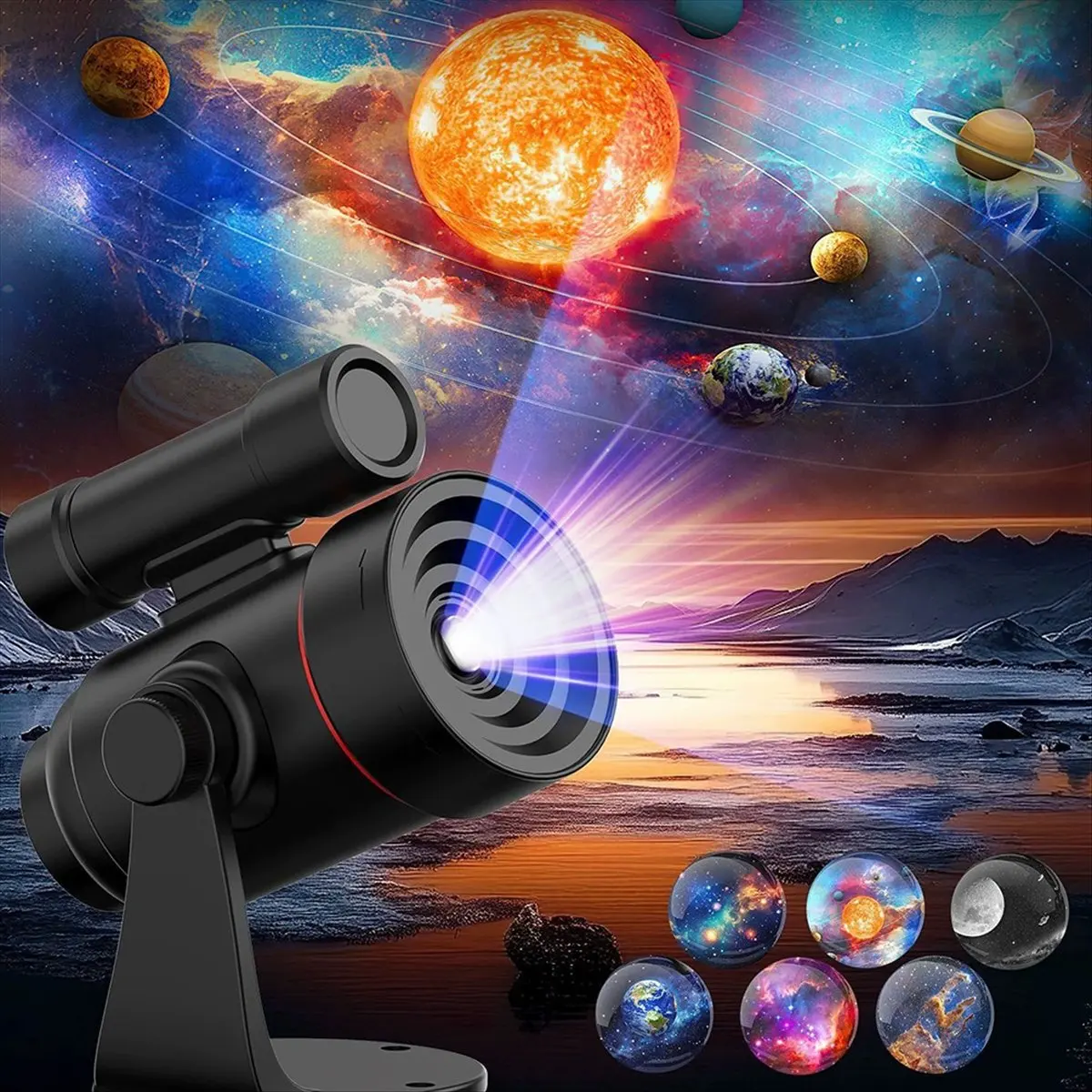 

Проектор звездного неба A72U Galaxy, перезаряжаемый планетарий-проектор 360°, 2000 мАч ° Вращающийся декор для детской комнаты на Рождество