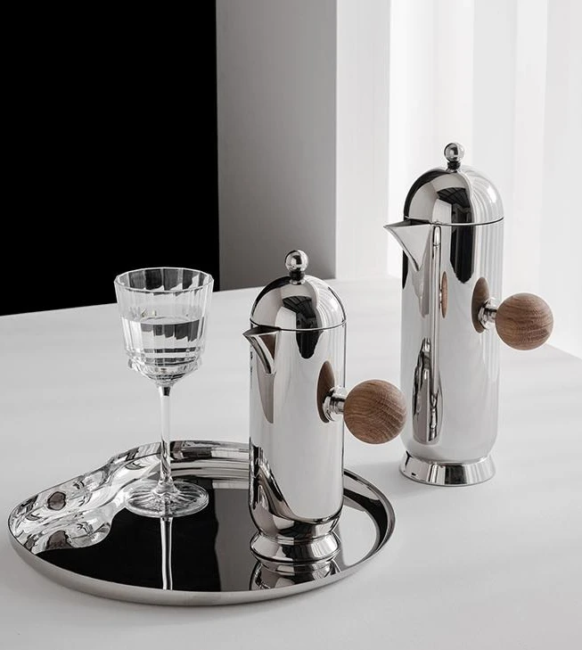 Stainless steel French press pot, household hand-brewed coffee pot, milk foam appliance