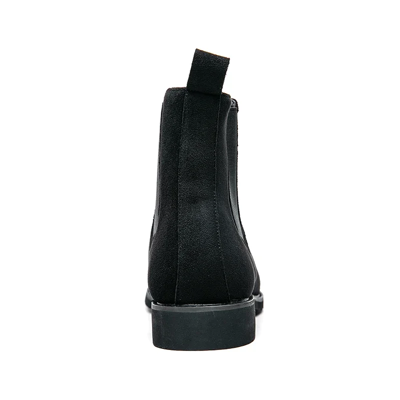 Chelsea Boots for Men Wine Red Black Faux Suede Business Low-heeled Handmade Fashion Men Boots