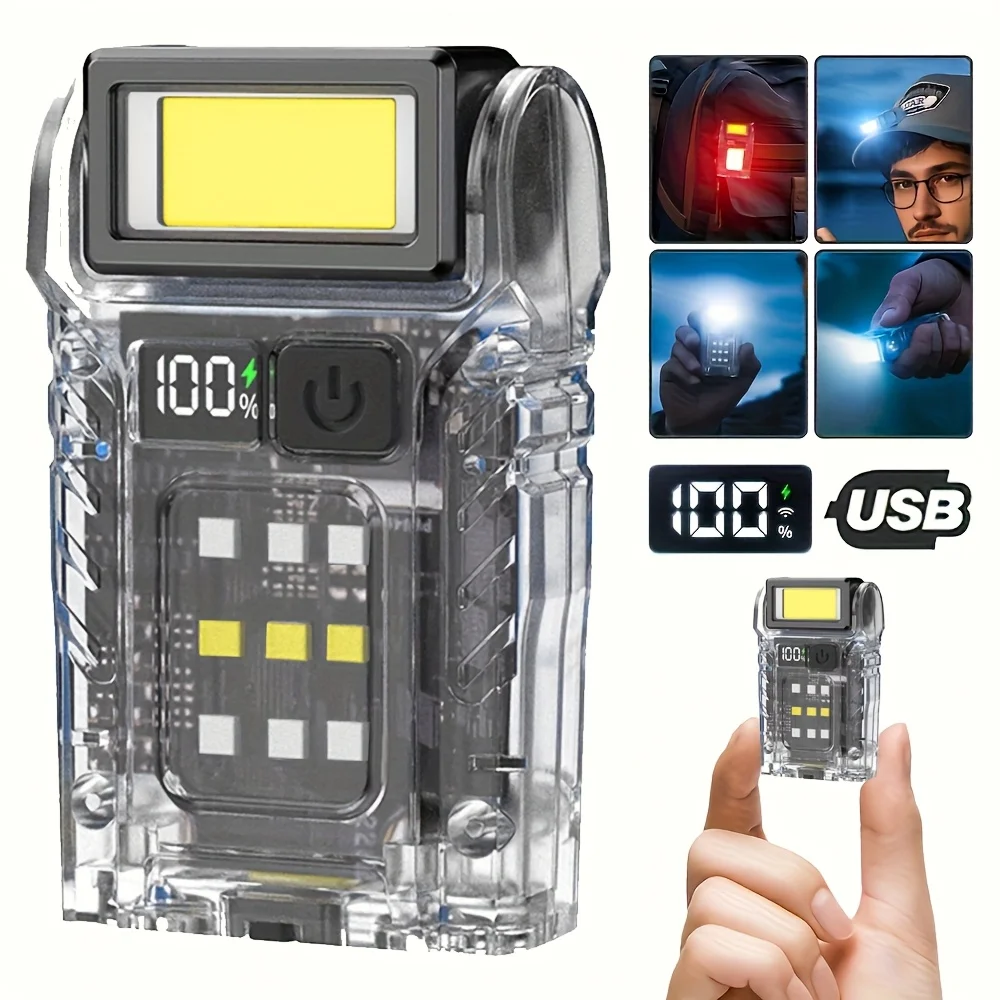 

Мини-фонарик высокой яркости, небольшие магнитные светодиодные вспышки типа C, зарядка красных и синих сигнальных огней для экстренных прогулок