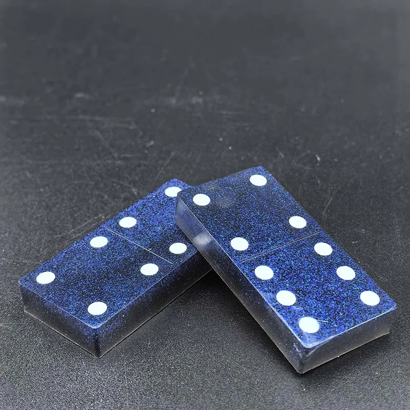 28pcs Domino set warna biru DK dengan warna putih buatan tangan