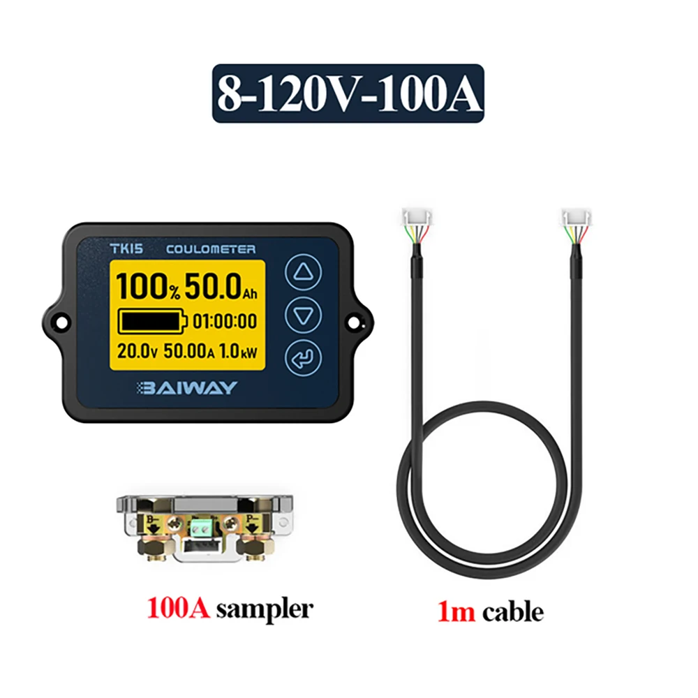 TK15H Battery Coulometer 8-120V 50A/100A/350A High Precision Battery Capacity Tester Voltage Current Power SOC Battery Monitor