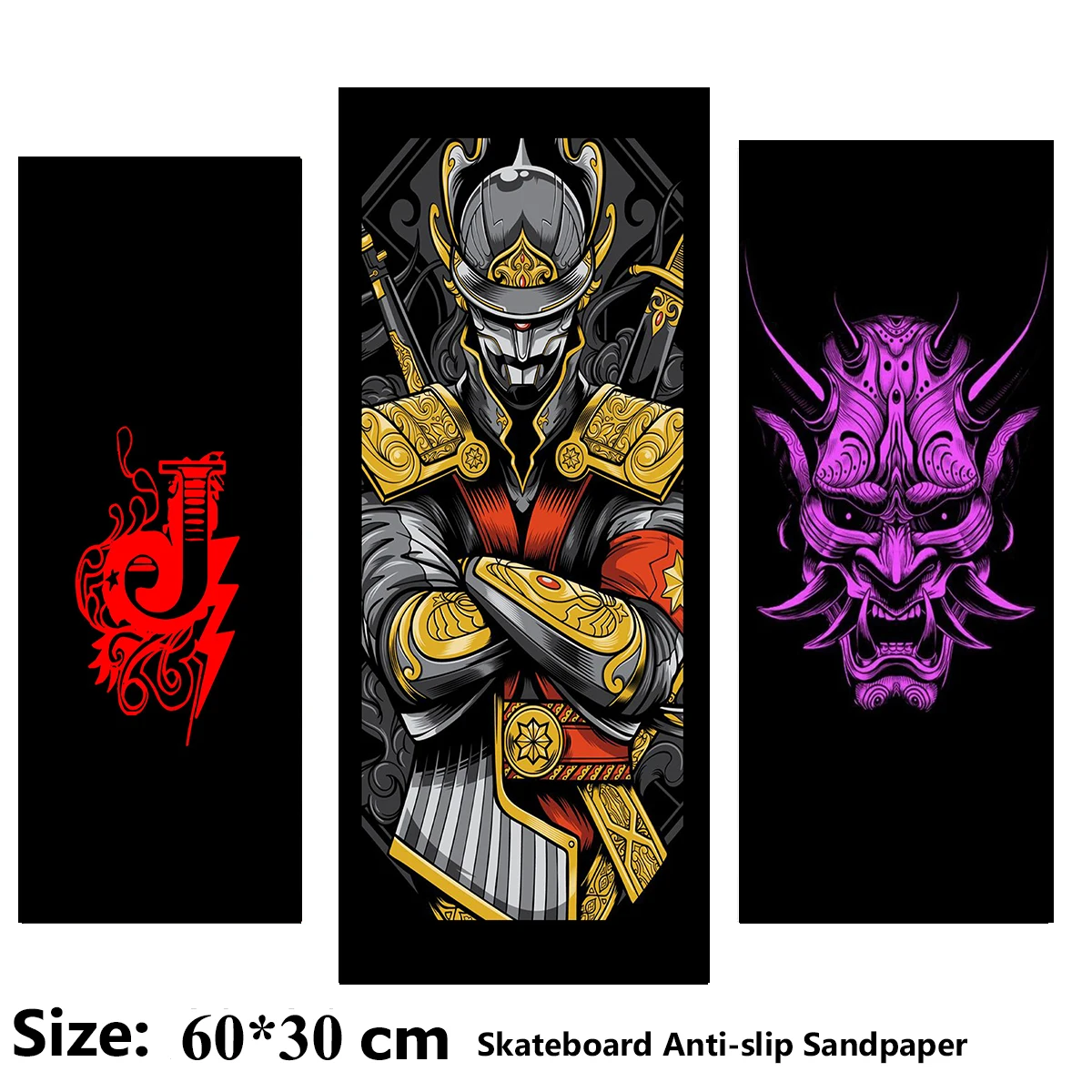 Samurai Mask is Cool Pattern Electric Scooter Anti-slip Sticker Sandpaper Skateboard Grip Tape Sheet 60*30cm