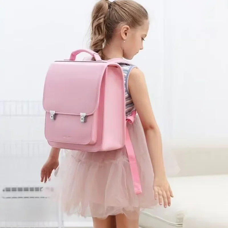 

School Bag Girl Backpack Waterproof Children Spine-protecting PU Primary Student Schoolbag Lightweight For Kids Girls Boys