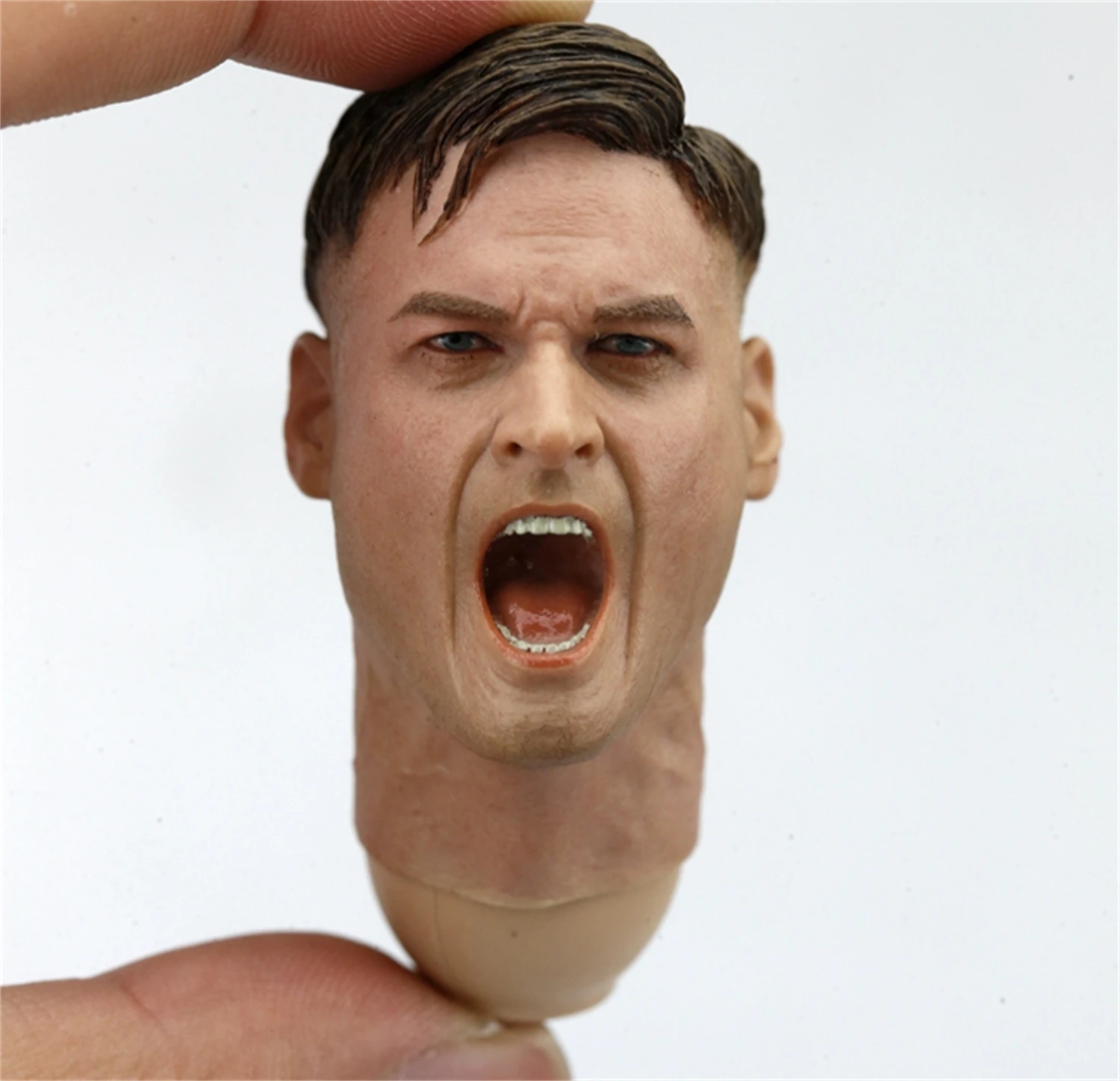 1/6 Scale MG34 Gunner Soldier Head Sculpt Roar Angry Head Model Fit 12'' COOMODEL Action Figure Body