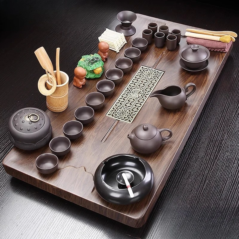 

Ash Serving Tea Tray Drainage Rectangle Chinese Hospitality Accessories Tea Tray Office Living Room Bandeja Madera Home Products