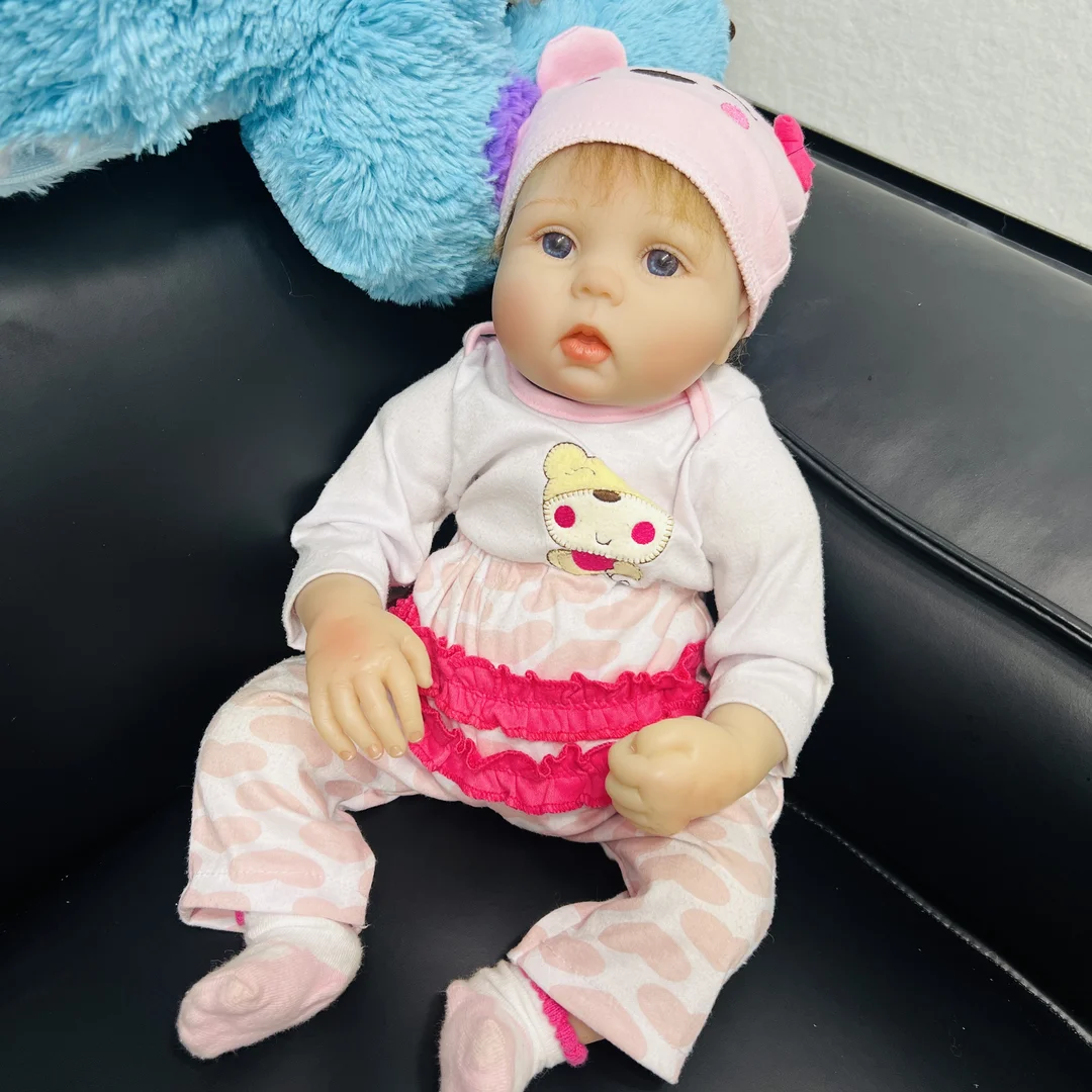 22 Polegada Cute Reborn Baby Girl Com Rooted Mohair Soft Touch Vinyl Bebe Newborn Doll