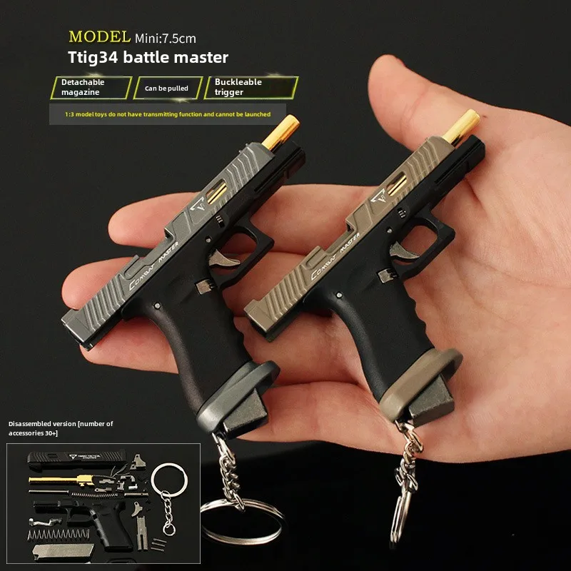 Mini dije de pistola 1:3, llavero de modelo de Metal de nailon semialto extraíble TTI G34 Combat Master Glock