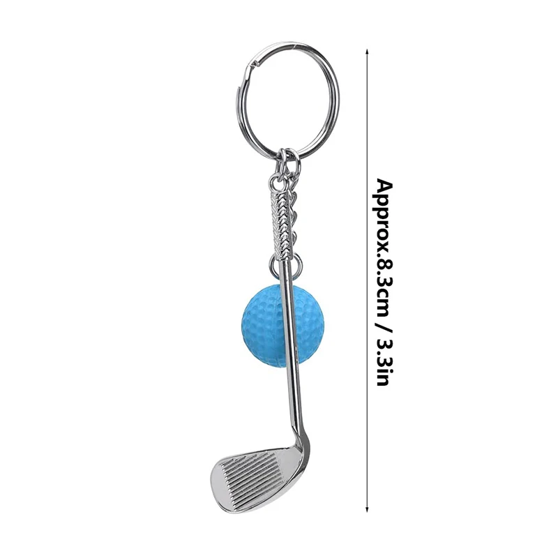 6Pcs Golf Club Keychain Golf Keychain Mini Golf Ball Keychain Metal Key Clasps Split Keyring for Golf Lover