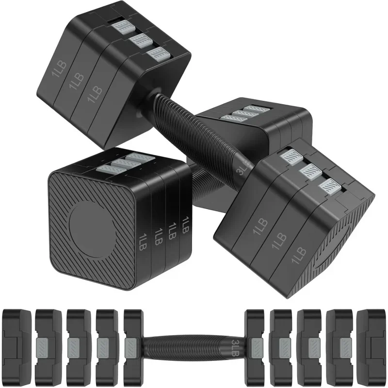 

Set Of 2,Hand Weights Sets With 5 Levels 3lb,5lb,7lb,9lb,11lb,Adjustable Weight Dumbbells For Women/Men H