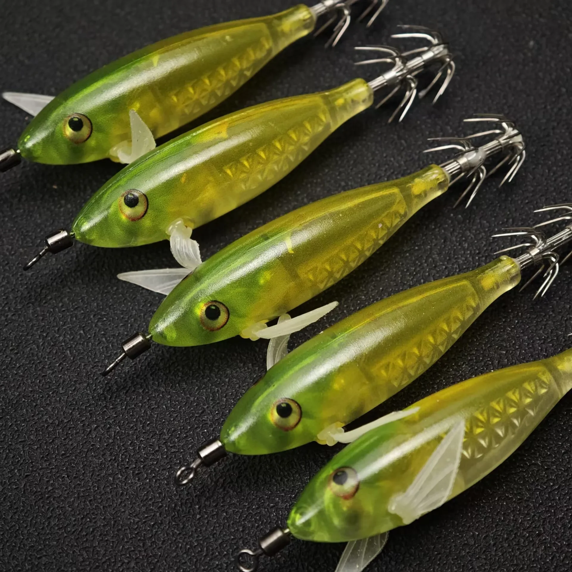15 Stück/Set 8cm/5,7g Leuchtende Tintenfisch-Jig-Haken Meeresangelzubehör Künstlicher Köder Oktopus-Köder – Detail 3