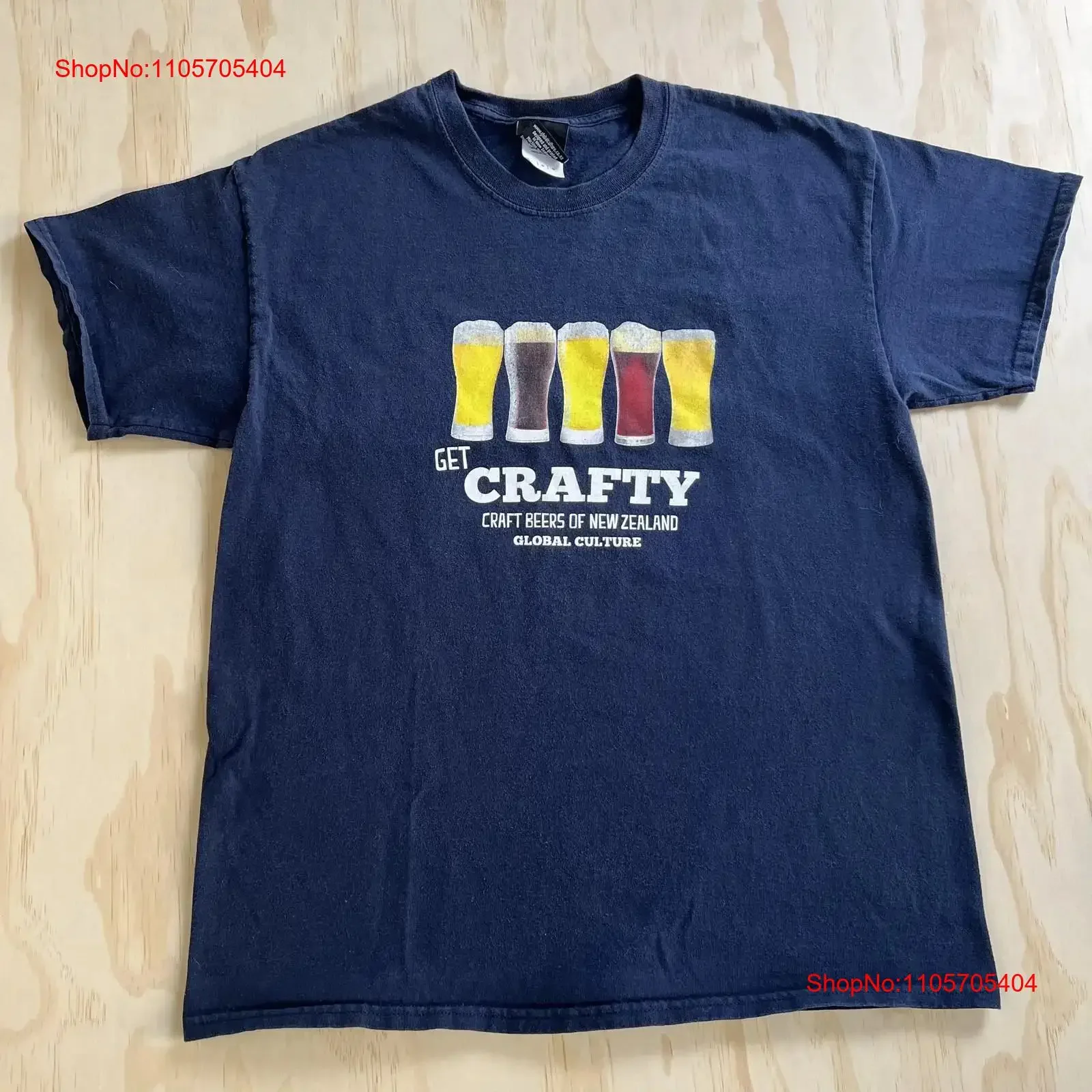 Y2K Global Culture T Shirt Mens Large Blue Get Crafty New Zealand Beer long or short sleeves vintage Washed Breathable Stylish