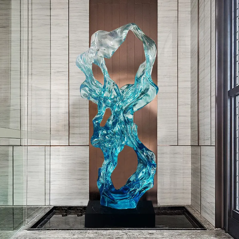 Decorative art transparent resin Taihu stone floor sculpture ornament large soft decoration