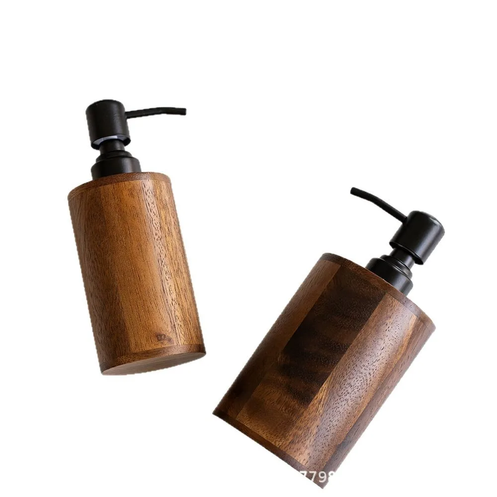 DSA Walnut Press Lotion Bottle Empty Bottle Solid Wood Light Luxury Hotel Hand Sanitizer Body Wash Shampoo Bottle