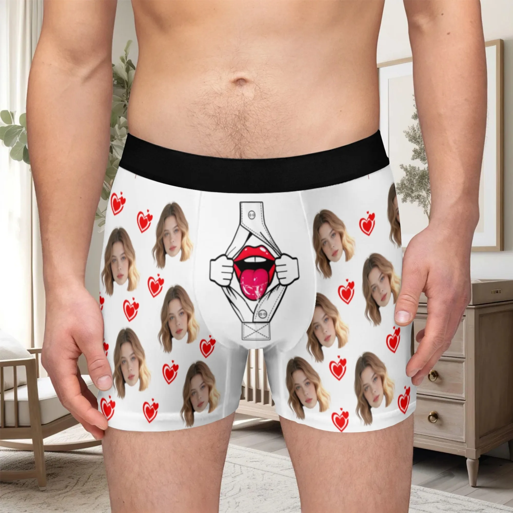 Personalized facial photo DIY customization flat underwear customization men's Valentine's Day gift for husband gift for father
