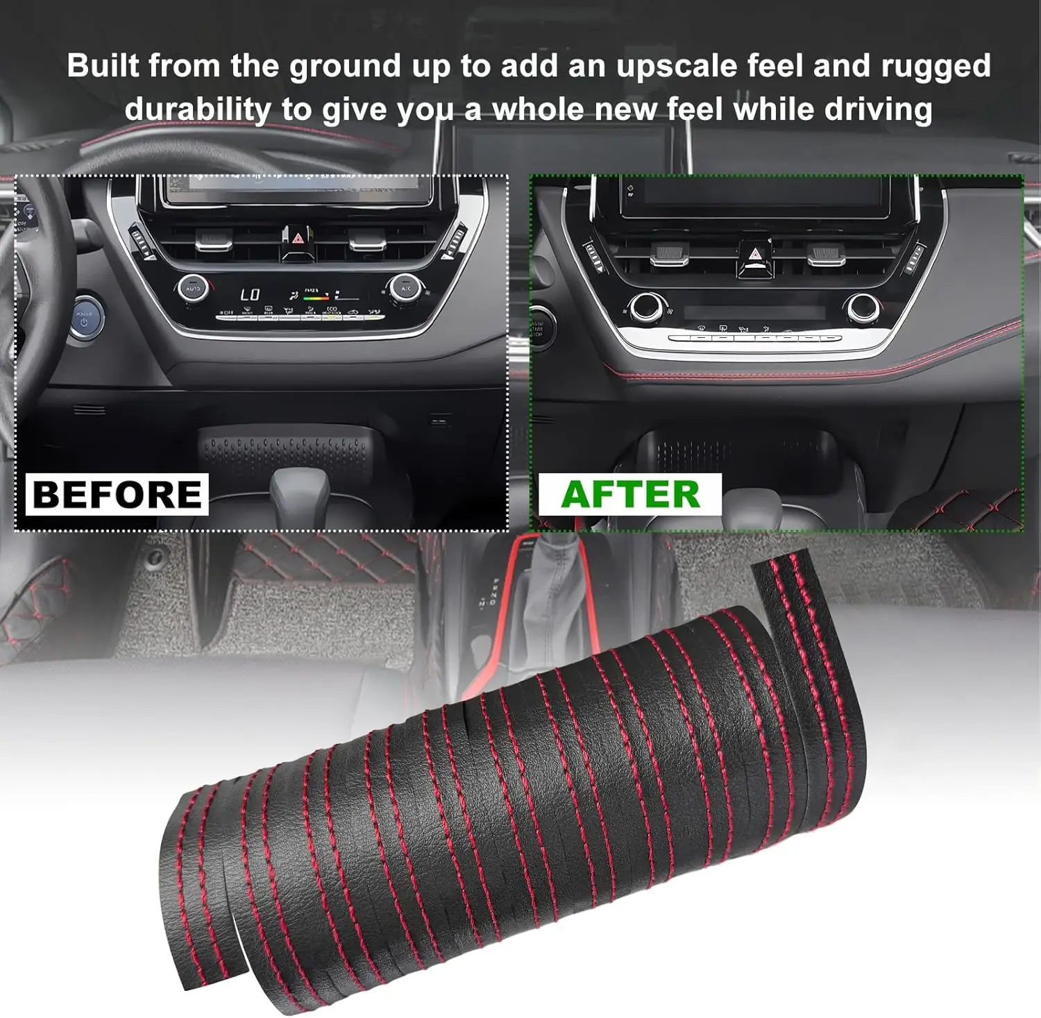 

Universal Red Leather Interior Trim Strips 2M Decorative Strip Trim For Door Panel Gap Instrument Panel Car Interior Accessories