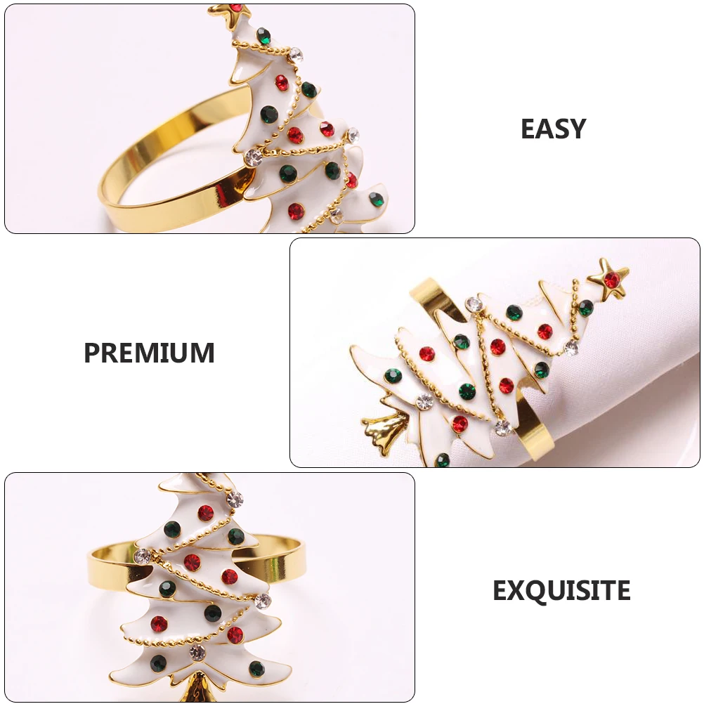 

4pcs Napkin Rings Christmas Decor Zinc Alloy Xmas Party Table Accessories Dining Decorations Holiday Season