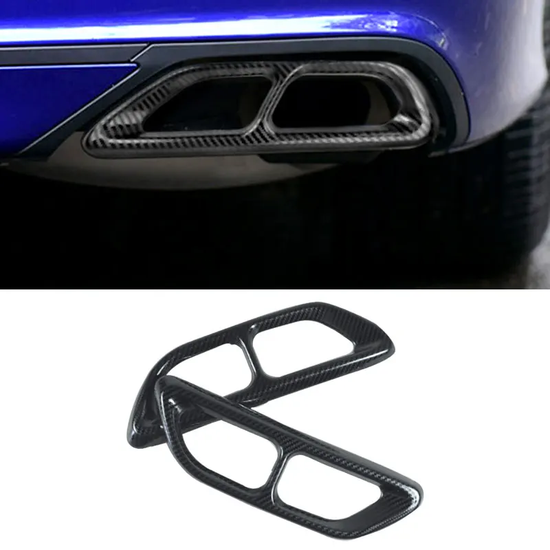 For Honda Accord 10th 2018-2021 Stainless Steel Carbon Fiber Style Car Tail Throat Exhaust Muffler Pipes Cover Protective Trim