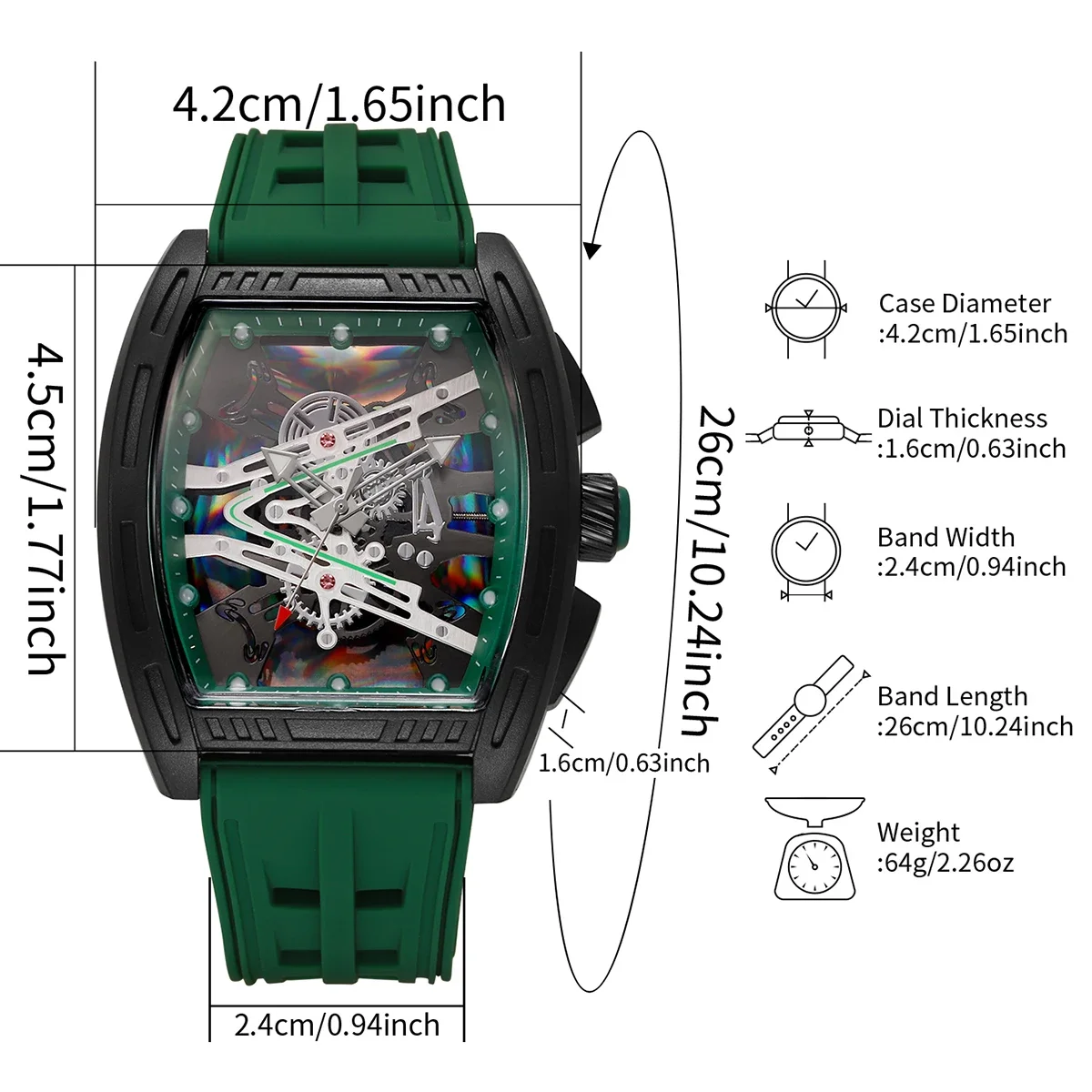 Luxury Large Dial Men Quartz Watch Casual Silicone Strap Sports Wristwatches for Man Clock Reloj Hombre（Without Box） - view 6