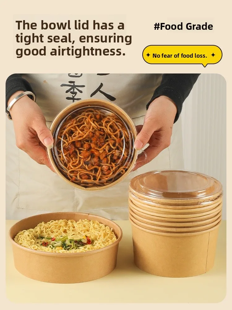 

Commercial Disposable Paper Lunch Box round Bowl for Takeaway Fried Rice Noodles Cold Dies Salad Street Stall Paaging