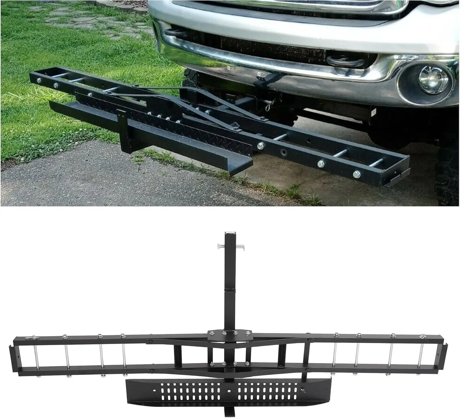 

ECOTRIC 500LBS Motorcycle Trailer Hitch Carrier Scooter Dirt Bike Hauler Hitch Mount Rack with Loading Ramp Anti-Tilt Locking