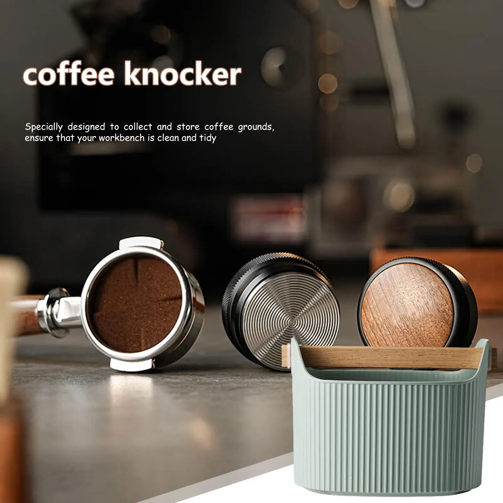 1300ml Coffee Grinding Knock Box Shock Absorption Household waste storage bin with detachable beech wood knocking bin
