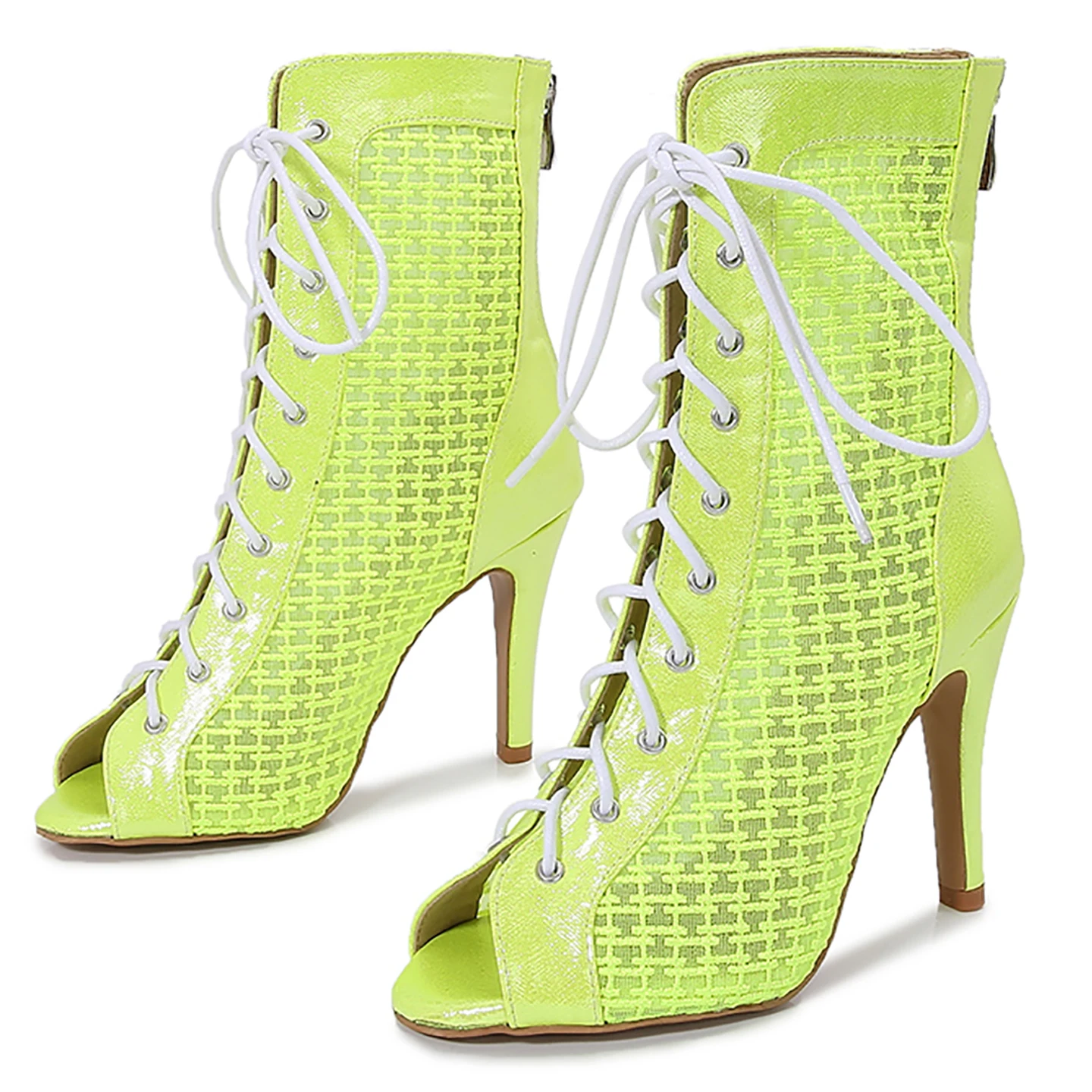 أحذية الرقص اللاتينية النسائية السالسا التانغو قاعة الرقص حفلة خضراء تنفس عالية الكعب في الهواء الطلق أحذية رياضية الرقص الاجتماعي الأحذية النسائية