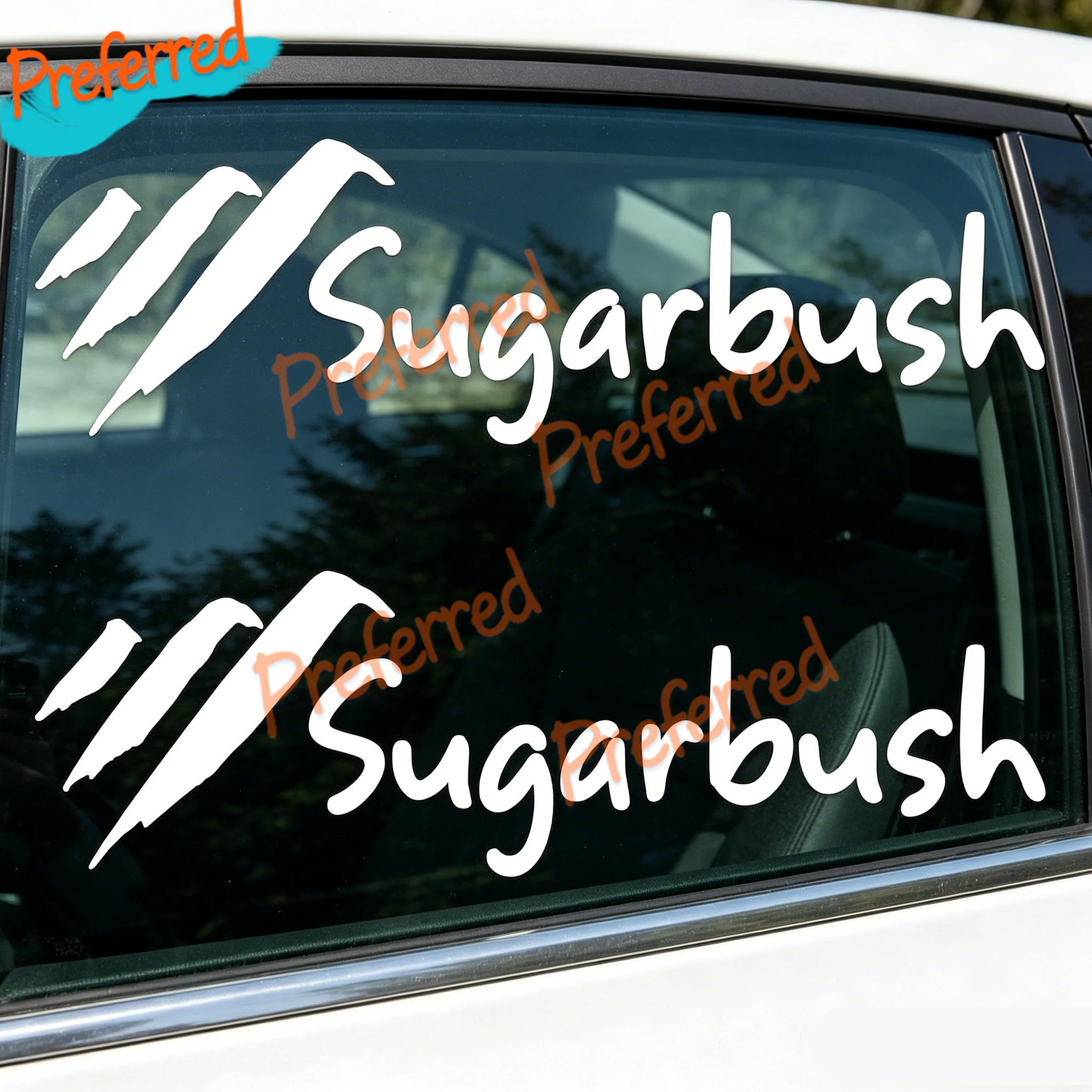 2 наклейки с изображением горнолыжного курорта Sugarbush - наклейки с горными пейзажами Вермонта, настраиваемые по размеру - без фона