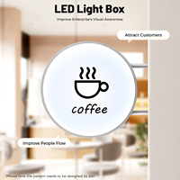 LED Light Box, Double-Sided Round Light Box, Waterproof Light Sign, Light Advertising, 50 cm for Restaurants, Takeaways, Shops