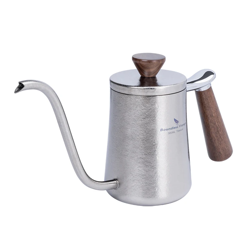 

Boundless Voyage Pour Over Coffee Kettle 300ml Titanium Gooseneck Tea Water Pot Outdoor Camping Tableware Tea Coffee Maker