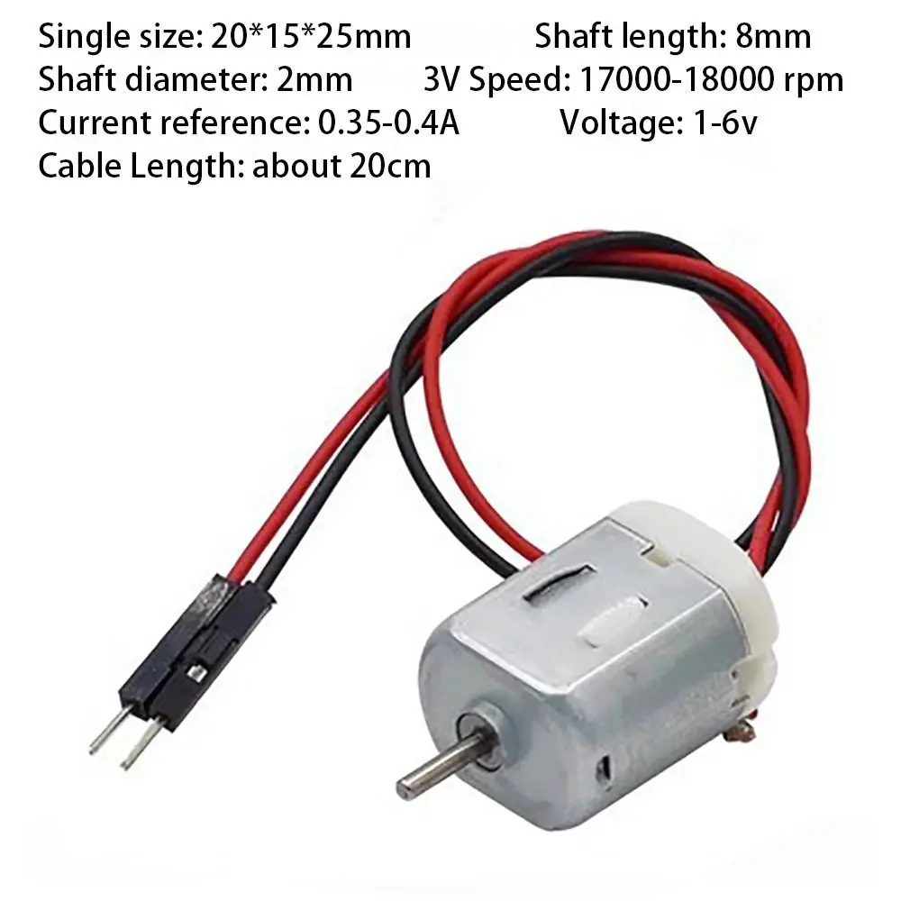 1Set Durable with Wired 130 Small Motor Kit 4WD Mini Micro Four Wheel Drive Motor Rotor Speed 18,000RPM DC 72MM Propeller view 5