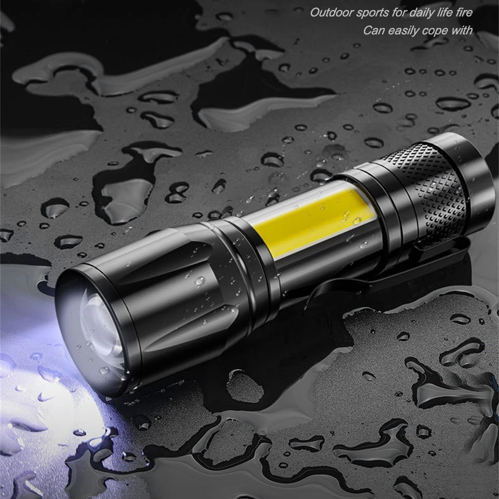 1/2PCS Mini Led Flashlight Built In Battery Zoom Focus Torch Lamp 2000Lumen Adjustable Penlight Waterproof Light For Outdoor 