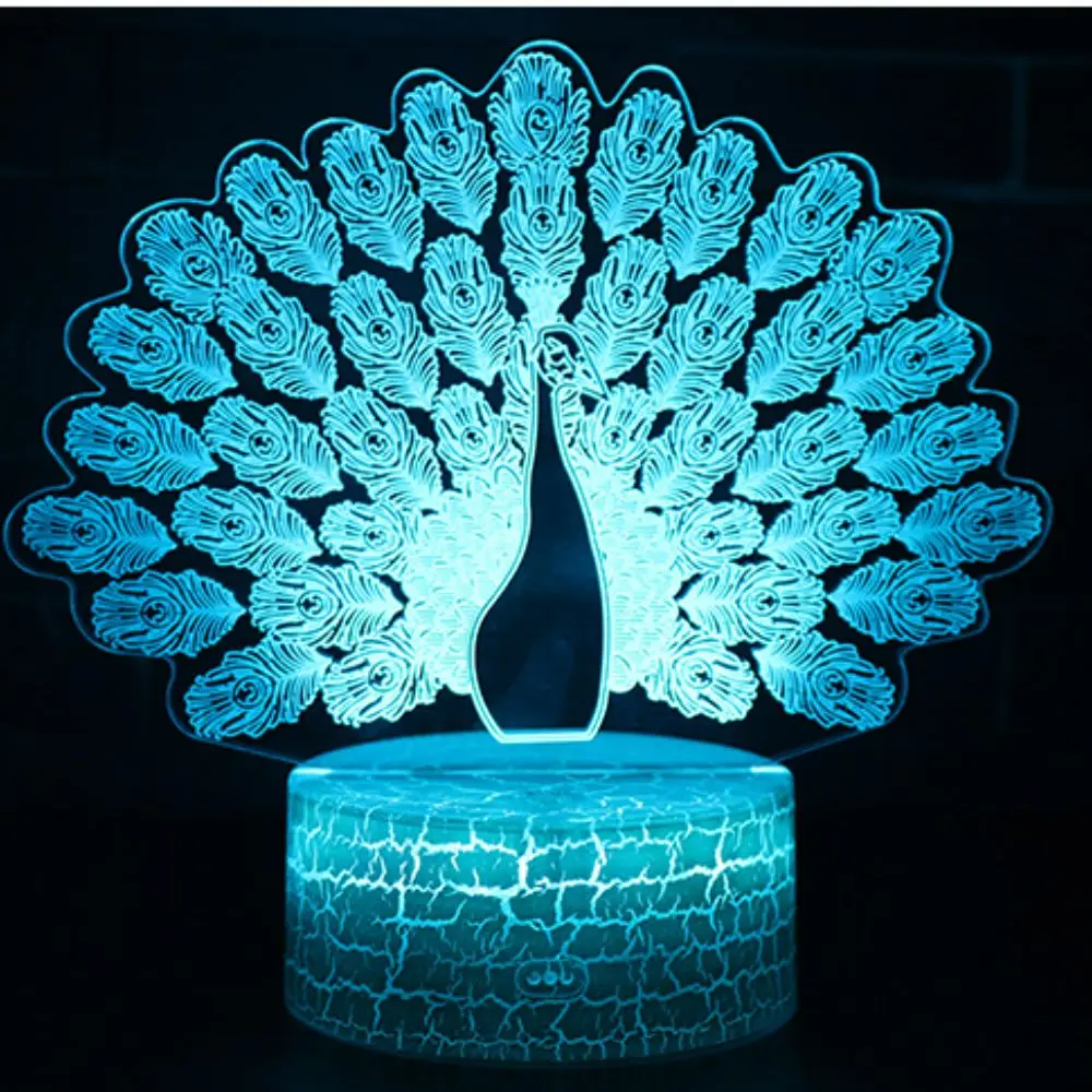 Nighdn Peacock Night Light para niños, decoración de dormitorio, lámpara de mesa USB táctil, luz nocturna Led para niños, regalos que cambian de