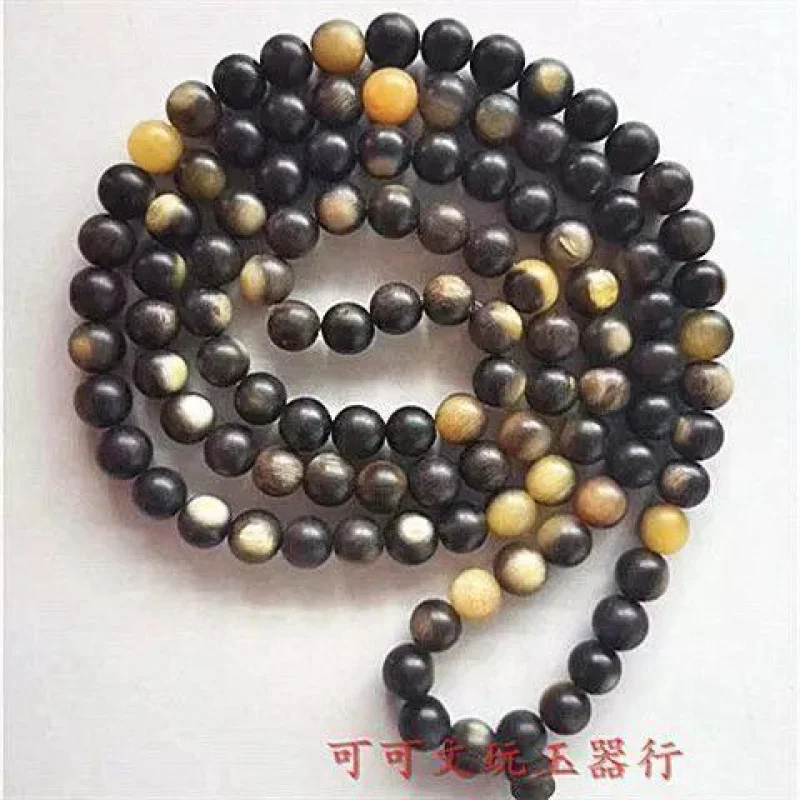 

Natural Decorative Pattern Buddha Bracelet Men's Rosary Black Donkey's Hoof round Beads 108 PCs