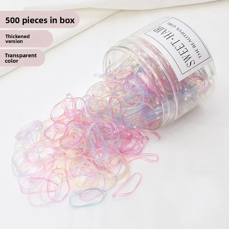 Elastici per capelli in scatola di nuovo stile: cerchi elastici colorati grandi neri, piccole fasce usa e getta per bambini resistenti alla trazione, per l'uso quotidiano