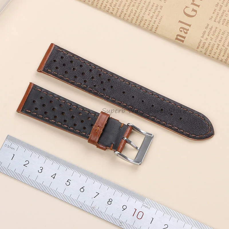 Soft Cowhide Vintage Strap for Tag Heuer 18mm 20mm 22mm Genuine Leather Watch Band for Seiko Men\'s Universal Wristband