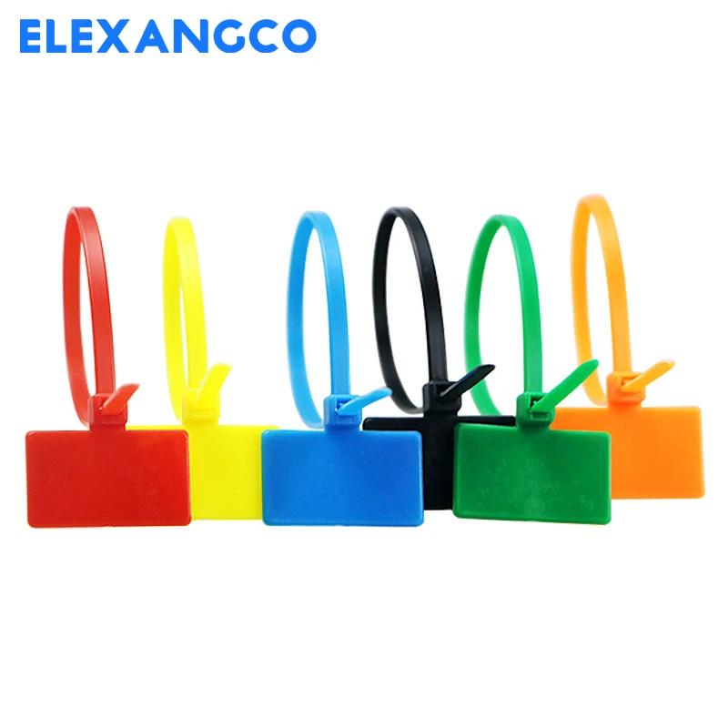 100PCS 4*150mm Color Sign Cable Tie Tag Nylon Label Sign Plate Wire Network Cable Easy Mark Buckle Self-locking Zip Ties