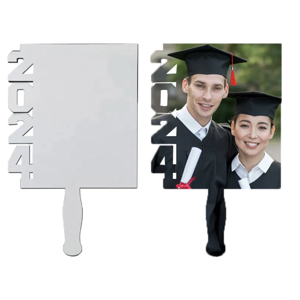 5pcs Pack Blank White Sublimation MDF Graduation Paddle Fan