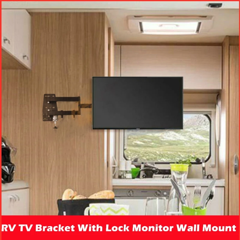 

RV TV Mount with Dual Wall Plates Lockable TV Wall Mount for Camper Trailer Motor Home or Most 19-42 inch TV Full Motion