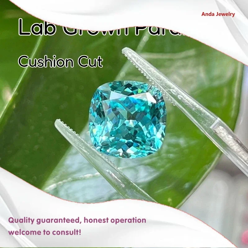 

M-Lab Grown Paraiba Cushion Cut Gemstone for DIY Advanced Jewelry Making Inlay Ring Necklace Bracelet Selectable Certificate