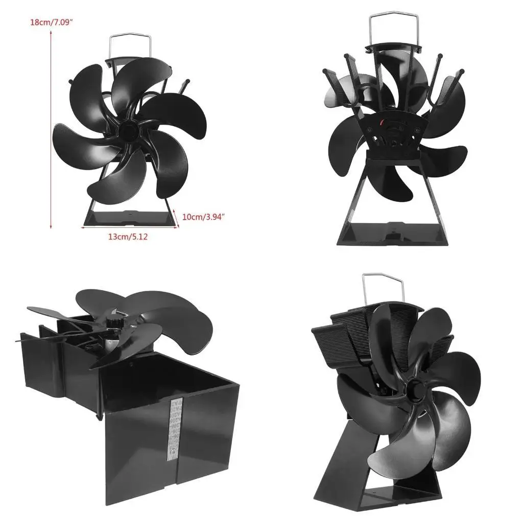 

G6KF Heat Powered Stove Fan Fireplace Fan Silent Operation Circulating Warm Air Saving Efficiently for Fireplace 6 Blade