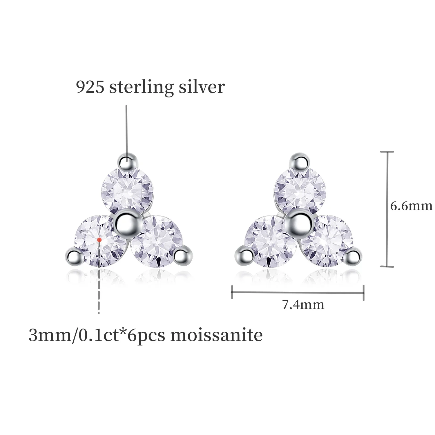 3MM D kolor VVS1 okrągły Moissanite kolczyk S925 srebro dla kobiet z GRA kolczykami musujące Party hurtowy prezent